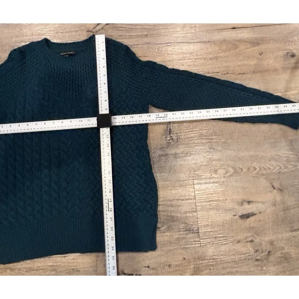 Banana Republic Cable Knit‎ Sweater Tunic Glen Green Merino Cotton Woman XS Cozy
